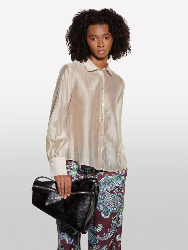 Chemise beige semi-transparente - chemises pour femme - Beige | Sisley image number 3